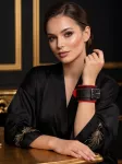 Kožená putá na ruky - black/red