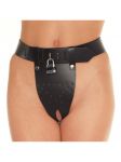 Rimba Chastity Belt with Two Holes In Crotch Padlock Included - Kožený pás cudnosti pro ženy